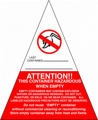 Attention This Container Hazardous When Empty, Label