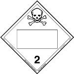 Toxic Class 2 Blank UN Placard, Vinyl