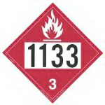 UN 1133 Flammable Liquid Placard, Tagboard