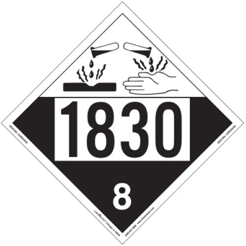 Corrosive Placard UN 1830 Rigid Vinyl