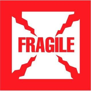 4 x 4" Fragile Label 500ct Roll