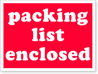 2 x 3" PACKING LIST ENCLOSED Label