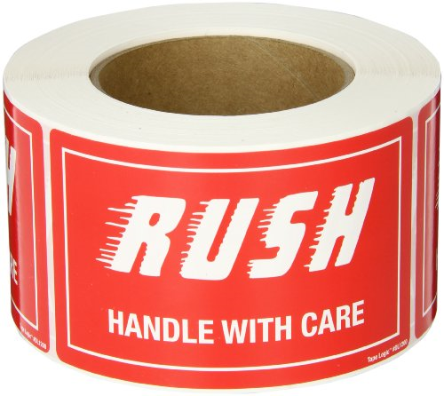 3 x 5" Rush Handle with Care Label