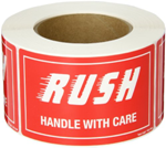 3 x 5" Rush Handle with Care Label 500ct Roll