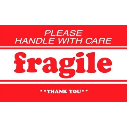 3 x 5" Please Handle with Care Fragile Thank You Label