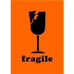 2 x 3" Fragile Label Orange Black w Graphic