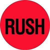 2" Circle RUSH Fluorescent Red Label