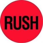 2" Circle RUSH Fluorescent Red Label