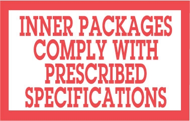 3 x 5" Inner Packages Comply with Prescribed Specs Label