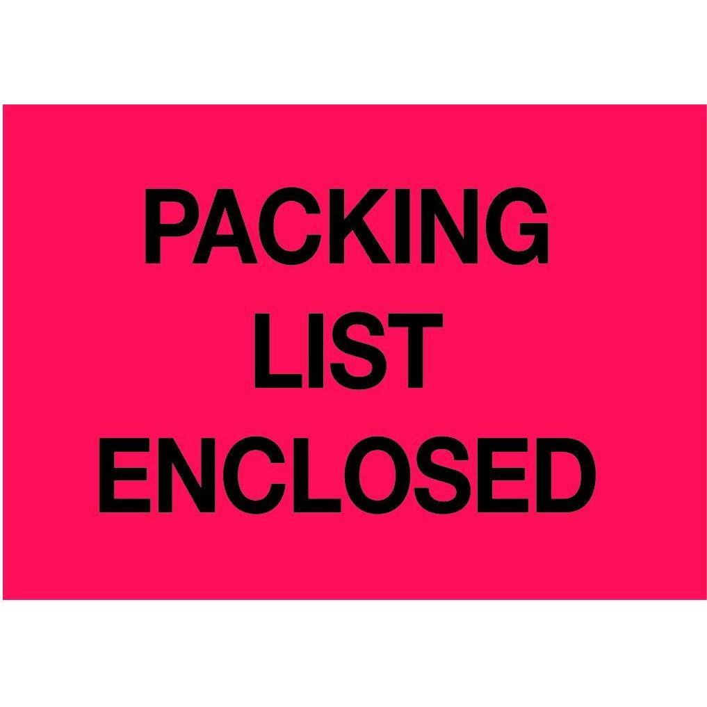 3 x 5" Packing List Enclosed Label