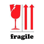 3 x 4" Fragile Broken Glass Arrows Label
