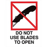 3 x 4" Do Not Use Blades to Open Knife Label
