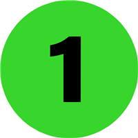 2" Inventory Numbered Circles, Number 1, Fluorescent Green