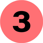 2" Inventory Numbered Circles, Number 3, Fluorescent Red