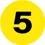 2" Inventory Numbered Circles, Number 5, Fluorescent Yellow