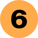 2" Inventory Numbered Circles, Number 6, Fluorescent Orange