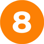 2" Inventory Numbered Circles, Number 8, Orange