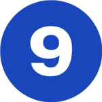 2" Inventory Numbered Circles, Number 9, Dark Blue