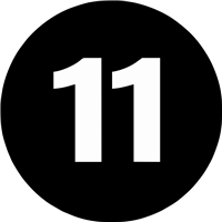 2" Inventory Numbered Circles, Number 11, Black