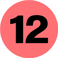 2" Inventory Numbered Circles, Number 12, Fluorescent Red