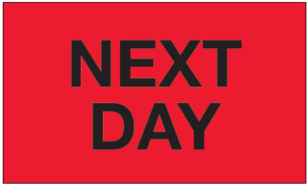 3" x 5" Next Day Fluorescent Red Labels