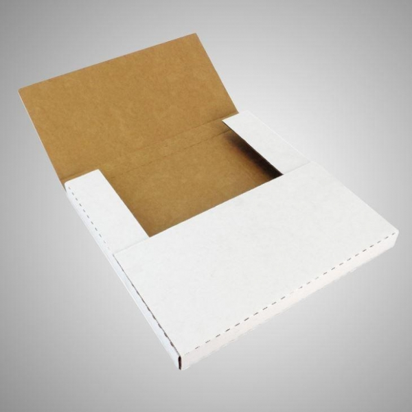 9-5/8 x 6-5/8 x 1-1/4" White Multi-Depth Corrugated Easy Fold Mailer 50ct