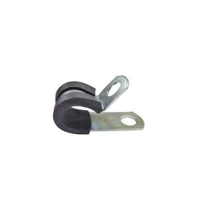 1/4" ID Metal Wire Loom Clamp, Rubber Sleeve