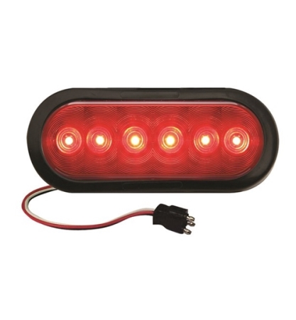 Redline 6" Oval LED Stop Turn Tail Light w Grommet & Pigtail
