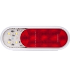 Optronics Red 6" Oval LED S/T/T Light, Built-in Back-up, Grommet & Pigtails