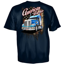 American Trucker Design Navy Blue T-Shirt