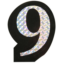 Number 9 Prism Style Adhesive Number