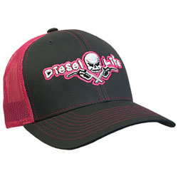 Diesel Life Snap Back Hat, Charcoal Pink, Neon Pink
