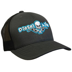 Diesel Life Snap Back Hat, Charcoal/Black with Neon Blue
