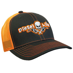 Diesel Life Snap Back Hat, Charcoal/Neon Orange with Neon Orange