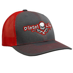Diesel Life Snap Back Hat, Charcoal/Red with Red