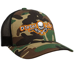 Diesel Life Snap Back Hat, Camouflage/Black with Neon Orange