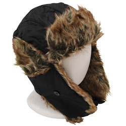 BlackCanyon Outfitters Trooper Hat with Black Material & Fur