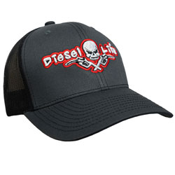 Diesel Life Snap Back Hat with Diesel Life Logo, Black/Charcoal/Red