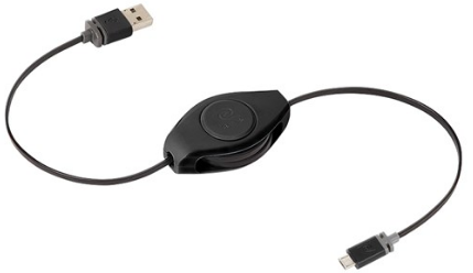 Premier Black Retractable Micro USB Charge & Sync Cable