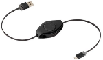 Premier Black Retractable Micro USB Charge & Sync Cable