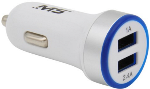 MobileSpec 12V/DC Dual 2.4A & 1A USB Charger, White