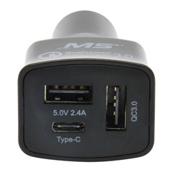MobileSpec 12V/DC Triple Quick Charge 3.0 USB, USB-C, USB Charger