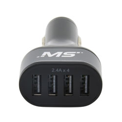 MobileSpec 12V/DC Quad 2.4A USB Charger, Black