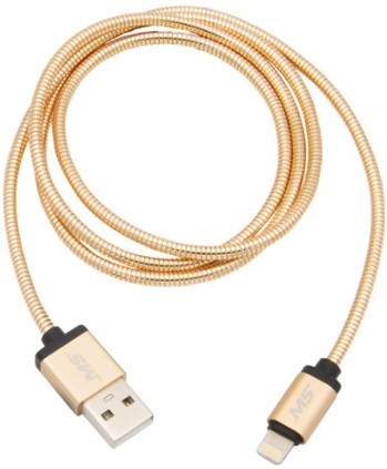 3' Lightning to USB Charge & Sync Metal Cable, Gold