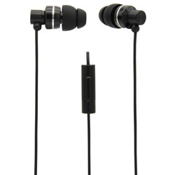 MobileSpec Stereo Metal Earbuds with In Line Mic, Black