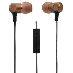 MobileSpec Pro Series Stereo Earbuds with In Line Mic, Black/Bronze