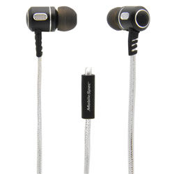 MobileSpec Premium Stereo Metal Earbuds with In Line Mic, Silver/Graphite