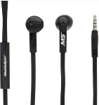 MobileSpec Stereo In-Ear Earbuds, In-Line Mic, Black
