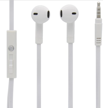 MobileSpec Stereo In-Ear Earbuds, In-Line Mic, White