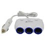 MobileSpec 12V 3 Way Adapter with 2 USB Ports, White